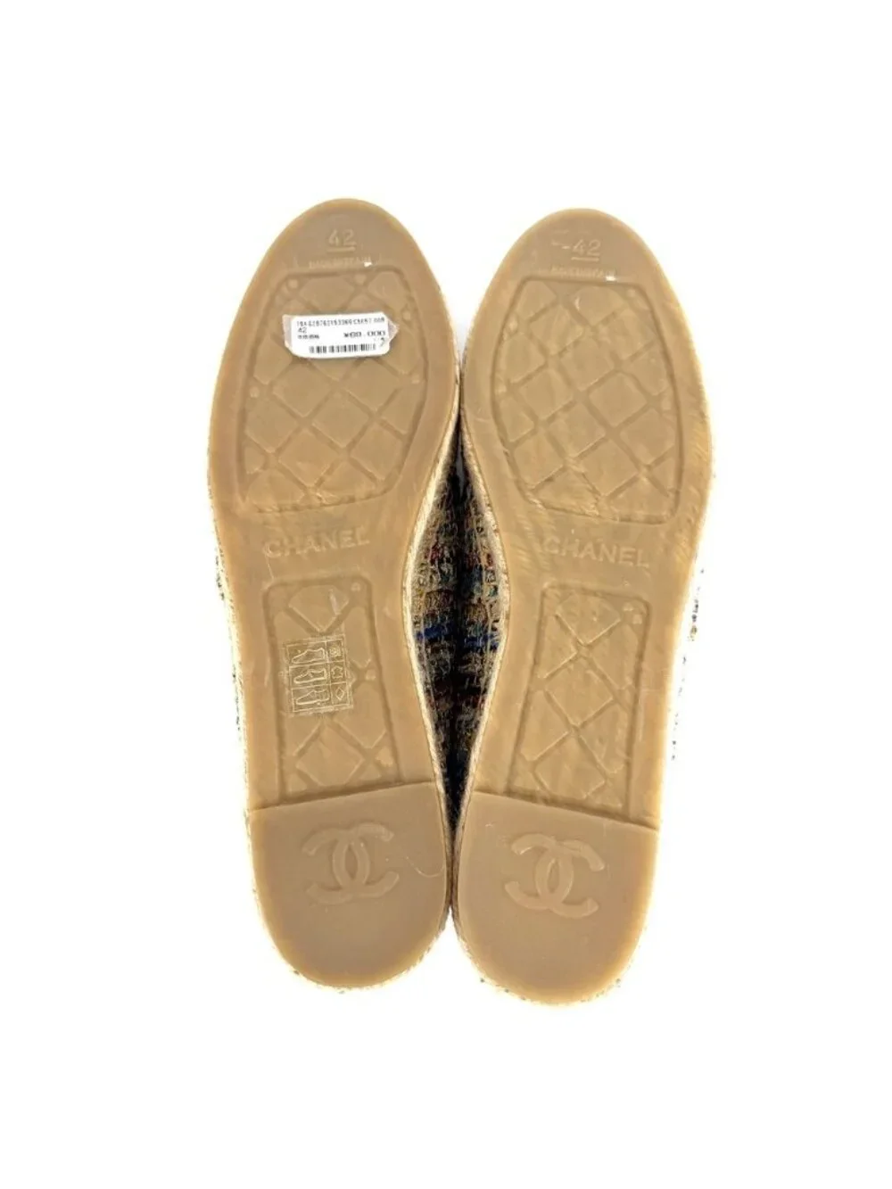 Chanel Sneakers Espadrilles Flat Shoes CC Logo Slip-on Tweed Multicolor Black